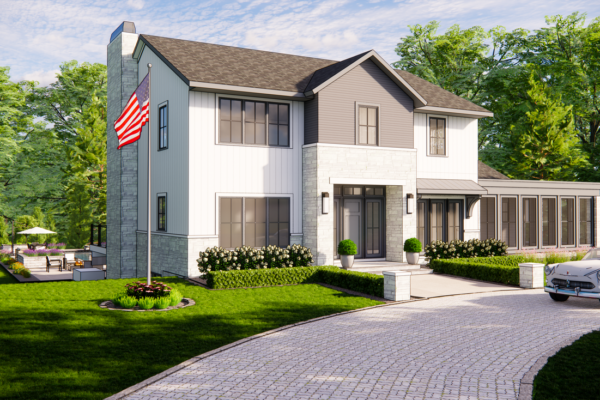 Architect rendering of a home remodel