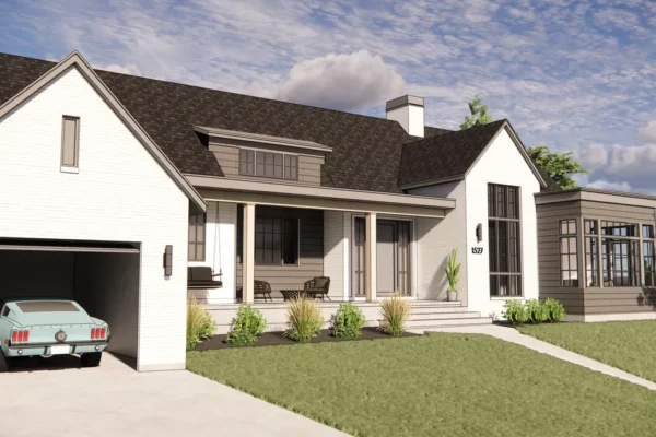 A home with a car parked in the garage